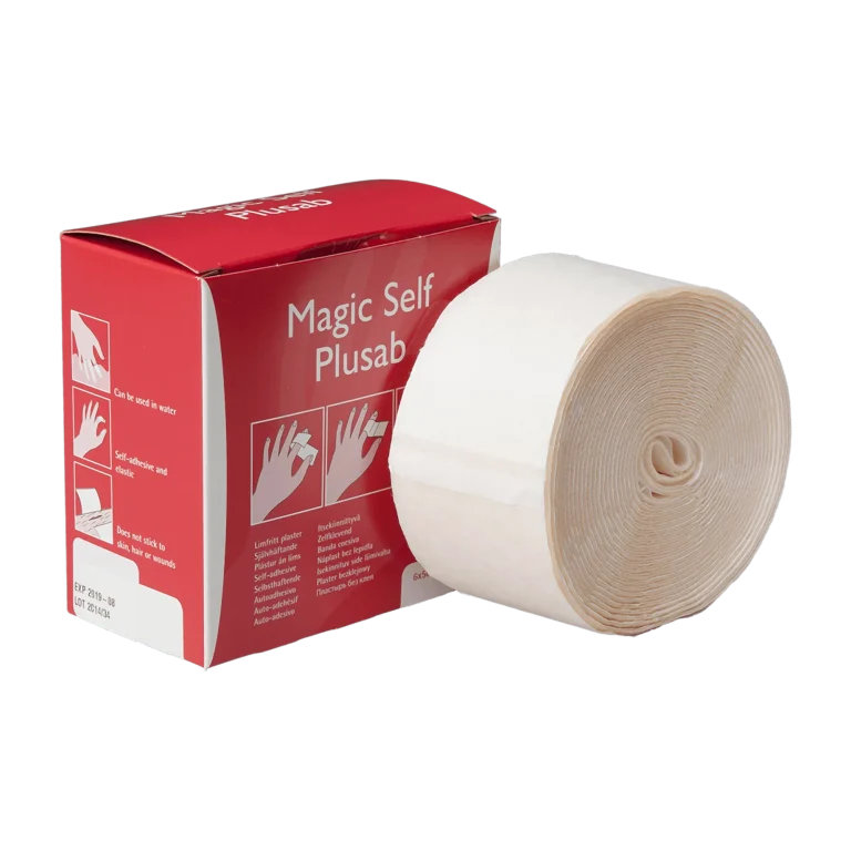 Magic Self sormisidos on joustava 6 cm × 450 cm kohesiivinen side sormille. Pysyy paikallaan ilman hakasia — ei kiristä eikä