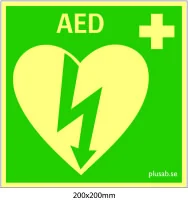 AED-kyltti näyttää defibrillaattorin sijainnin