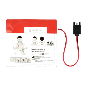 HeartSave myPAD -defibrillaattorin valmiiksi kytketyt elektrodit