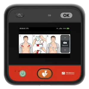 HeartSave myPAD -defibrillaattorin kielivalinta ja selkeä näyttö